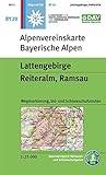 Lattengebirge, Reiteralm, Ramsau: Wegmarkierung, Ski- und Schneeschuhrouten- Topographische Karte 1:25000 (Alpenvereinskarten)