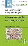 Chiemgauer Alpen, Mitte - Hochgern, Hochfelln: Wegmarkierungen und Skirouten - Topographische Karte 1:25000 (Alpenvereinskarten)