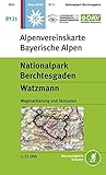 Nationalpark Berchtesgaden, Watzmann: Wegmarkierungen - Topographische Karte 1:25000 (Alpenvereinskarten)
